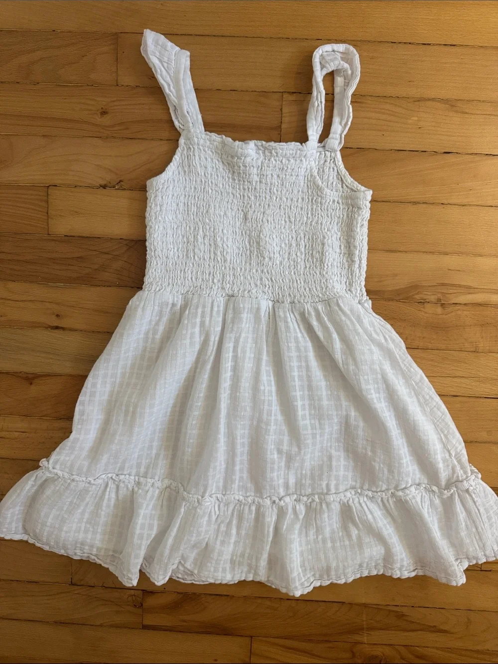 Janie and Jack White Smocked Sundress with Ruffle Hem 8Y